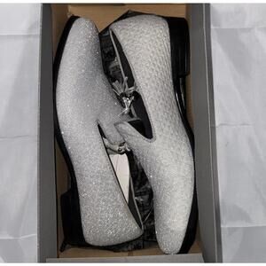 STACY ADAMS SWANK TASSEL SILVER SPARKLE SLIP-ON DRESS SHOES - Mens Size 8